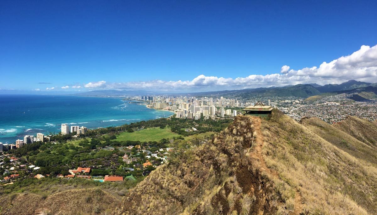 Panoramic view Waikiki Beach from Diamond Head - Honolulu - Oahu - Hawaii
