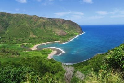 View Halawa Beach Park - twin beaches of Molokai Hawaii
