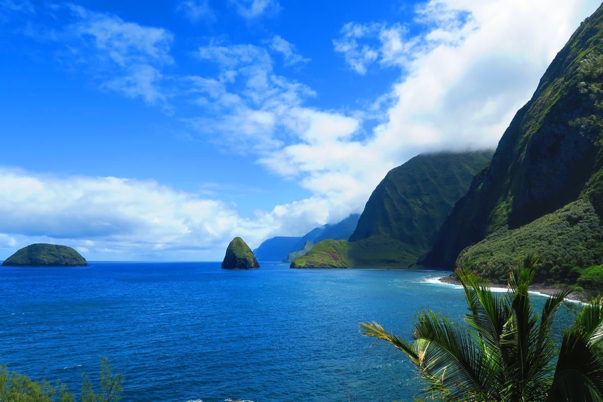 View of Pali Cliffs from Kalaupapa - Molokai Hawaii