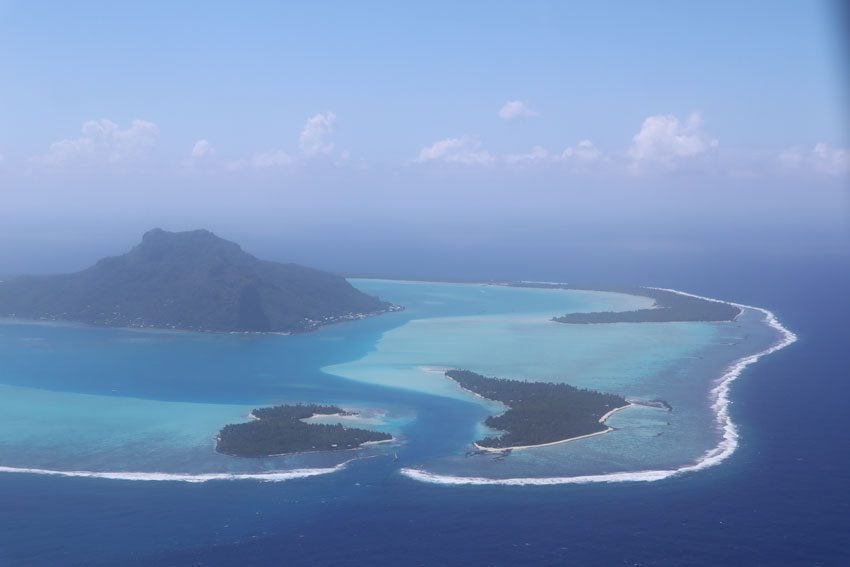 Maupiti lagoon pass French Polyensia aerial view