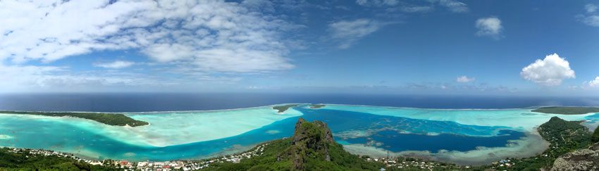 Panoramic view of Maupiti from Mount Teurafaatiu hike - French Polynesia