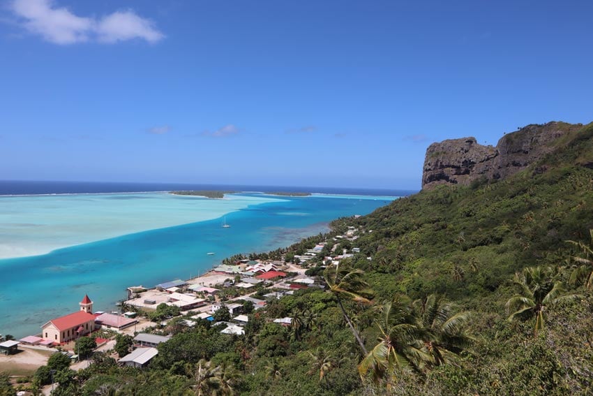 Vaiea Village from Mount Teurafaatiu hike - French Polynesia - Maupiti