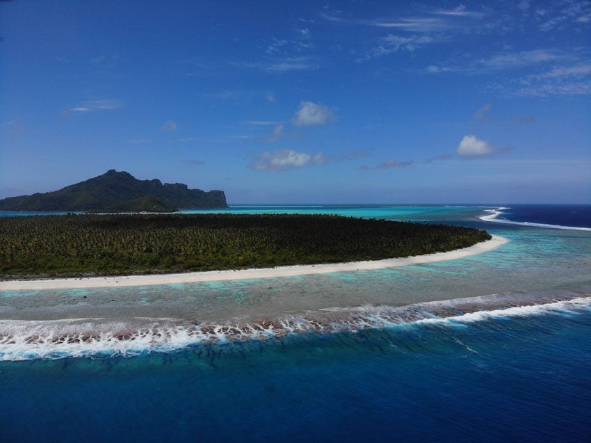 aerial view of motu auira - Maupiti - French Polynesia