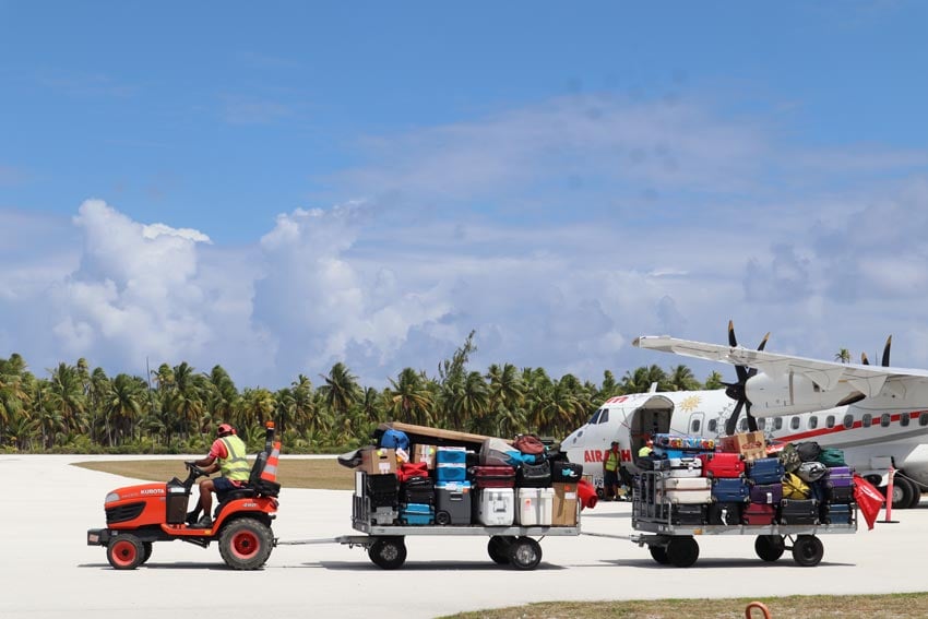 Air Tahiti flight in Tikehau French Polynesia