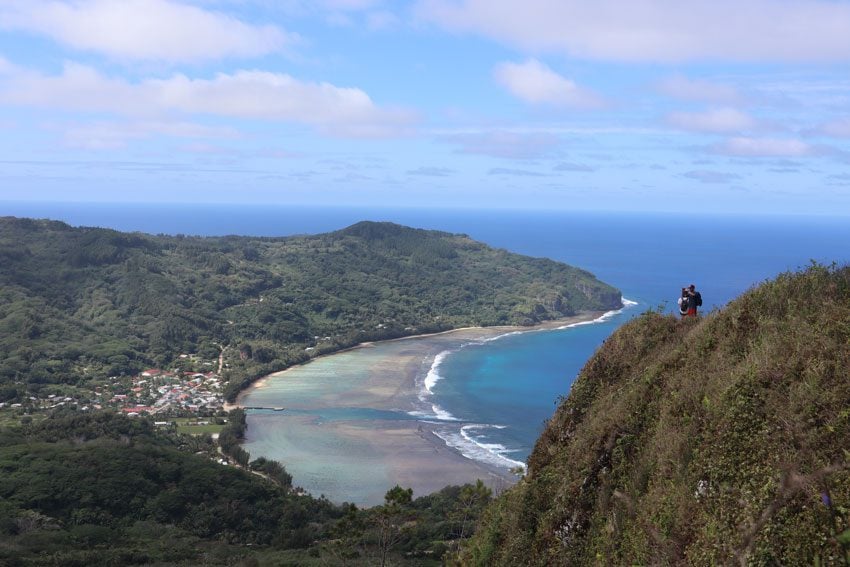 Avera Bay from summit of mount manureva hike - rurutu - austral islands - french polynesia