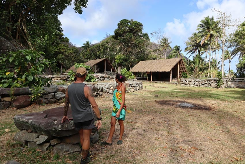 Jerome explaining in Tohua Mauia - Ua Pou - Marquesas Islands - French Polynesia