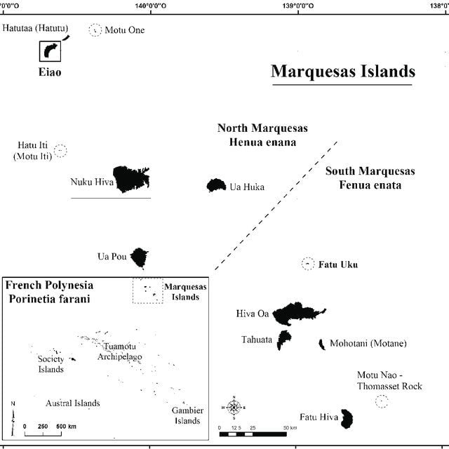 Map of Marquesas Islands French Polynesia