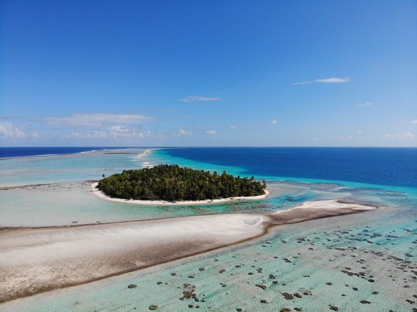 Motu in Tikehau from the air - French Polynesia