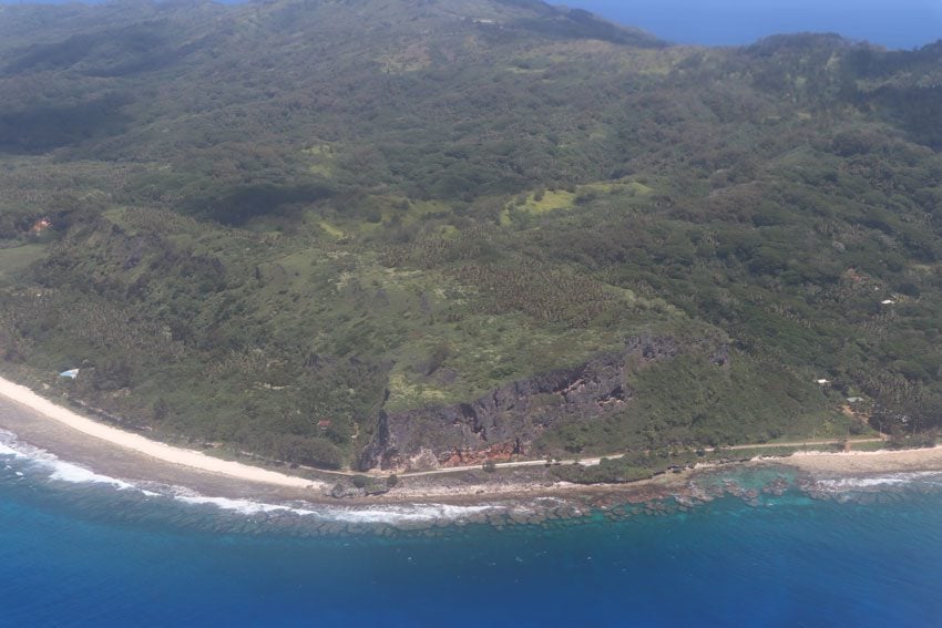 Rurutu coastline from air - austral islands - french polynesia