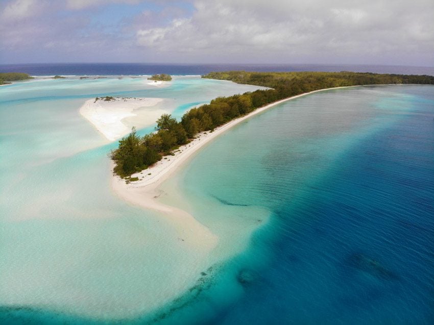 aerial view of motu piscine - raivavae - austral islands - french polynesia