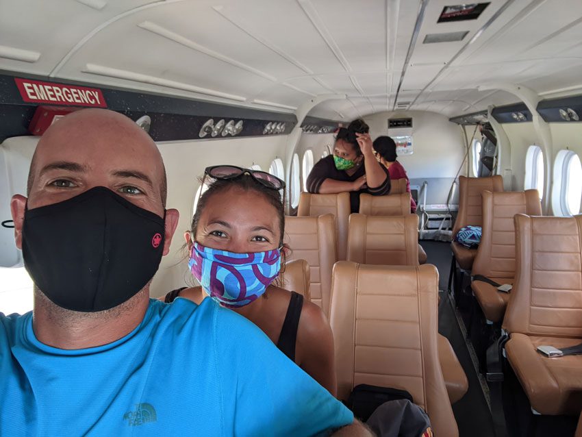 dricia and me on plane - marquesas islands - french polynesia