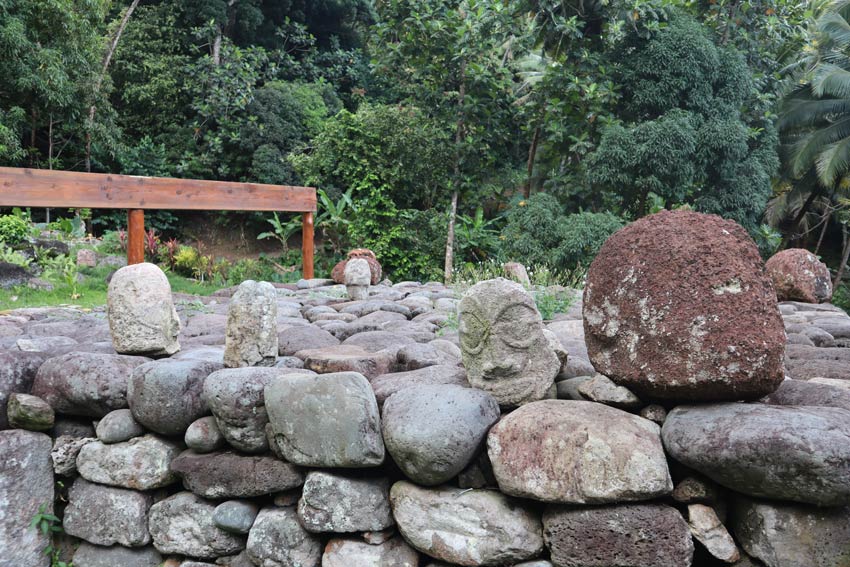 face statue stone in Lipona - Hiva Oa - Marquesas Islands - French Polynesia
