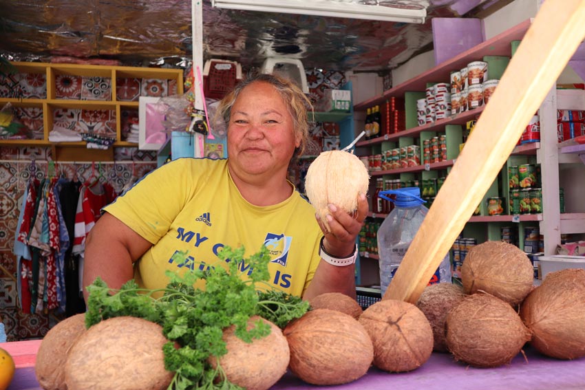 fresh coconut from local - tubuai - austral islands - french polynesia