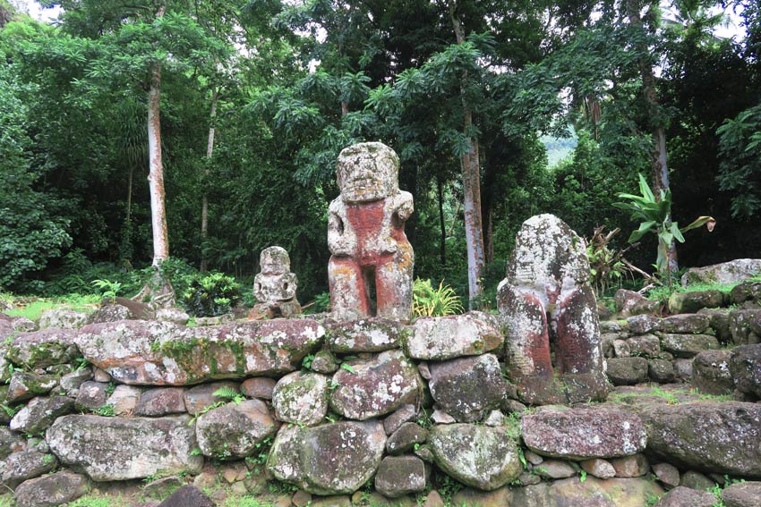 giant tikis in Puamau Lipona site - Hiva Oa - Marquesas Islands - French Polynesia