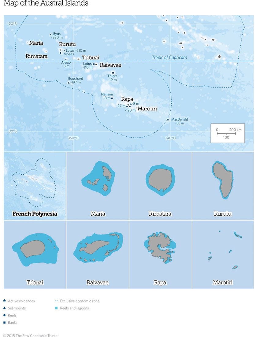 map of the austral islands - french polynesia