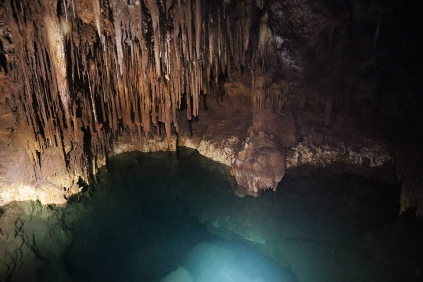 stalactites in secret cave - rurutu - austral islands - french polynesia