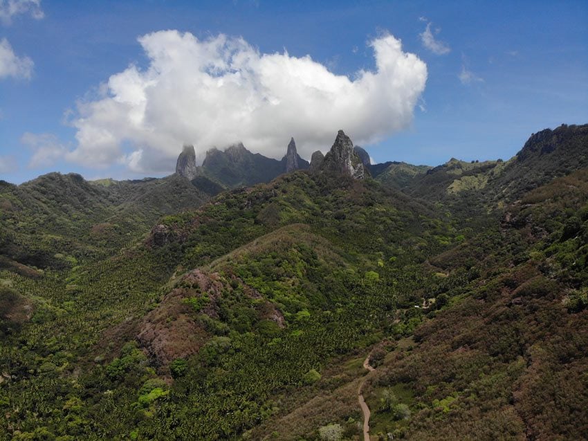 view of basalt pinnacles pitons - Ua Pou - Marquesas Islands - French Polynesia