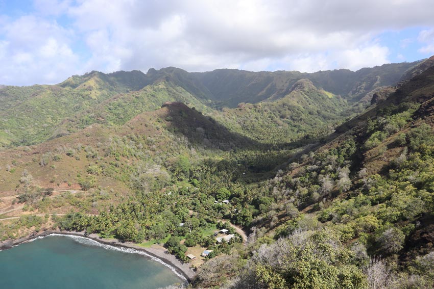 wild bay and valley on drive to puamau - Hiva Oa - Marquesas Islands - French Polynesia