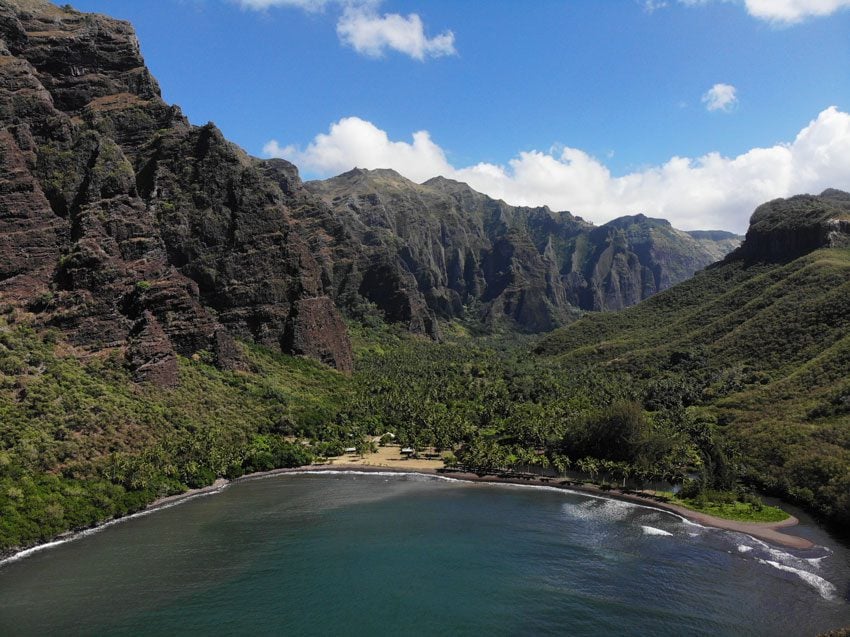 Aerial View Hakaui Valley - nuku hiva - marquesas islands - french polynesia