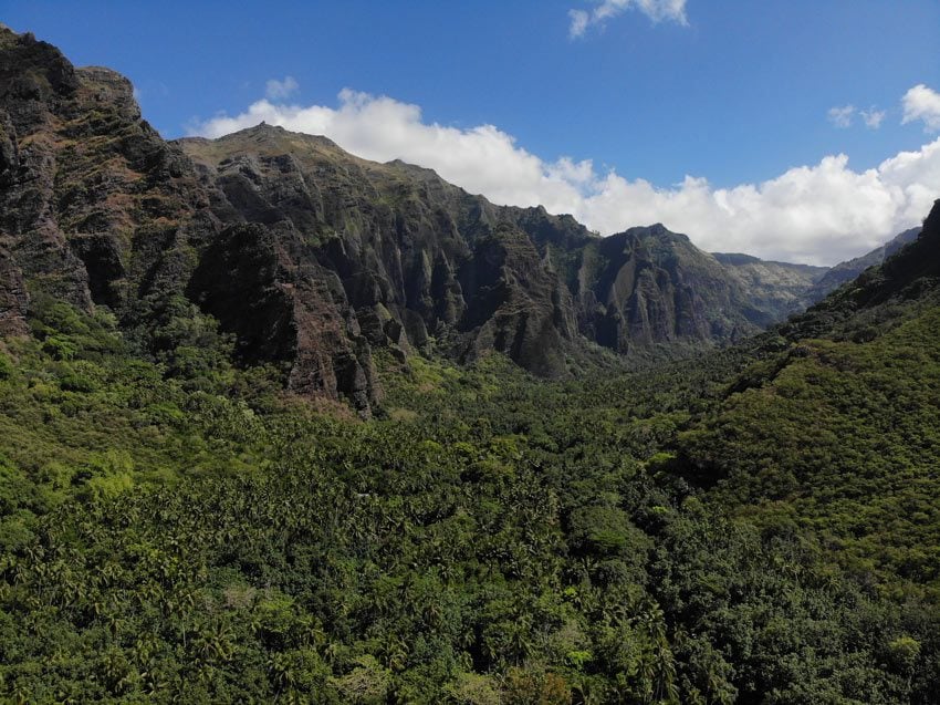 Jagged basalt cliffs in Hakaui Valley - nuku hiva - marquesas islands - french polynesia