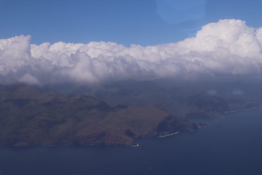 aerial view desert land - nuku hiva - marquesas islands - french polynesia