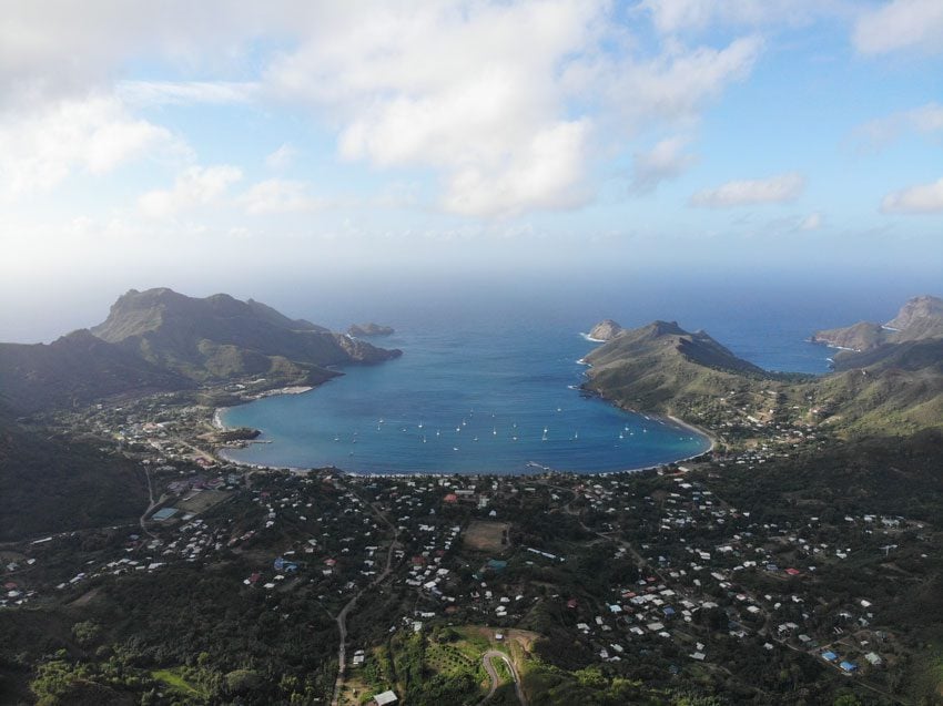 aerial view of Taiohae - nuku hiva - marquesas islands - french polynesia