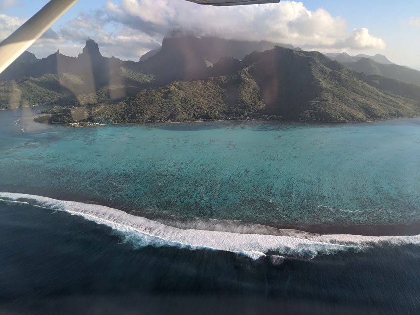 barrier reef on scenic flight - moorea - french polynesia