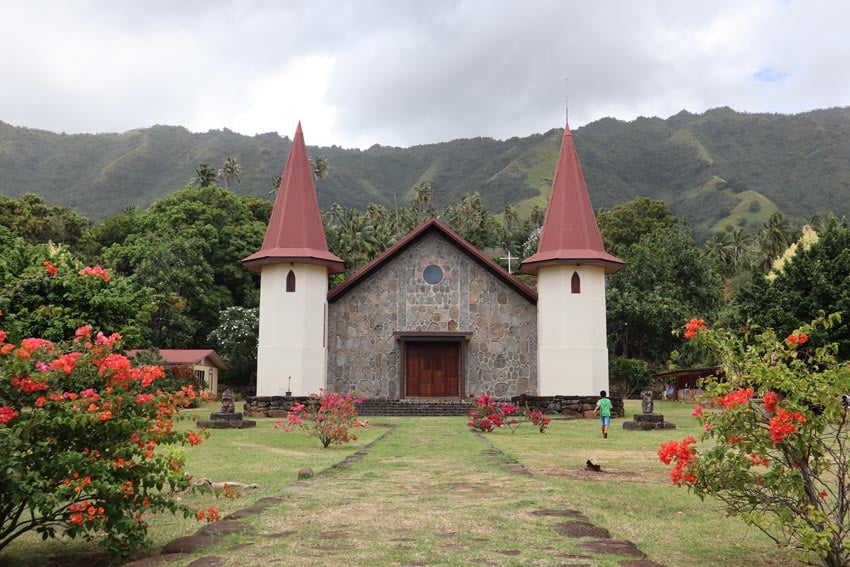 church in Hatiheu - nuku hiva - marquesas islands - french polynesia