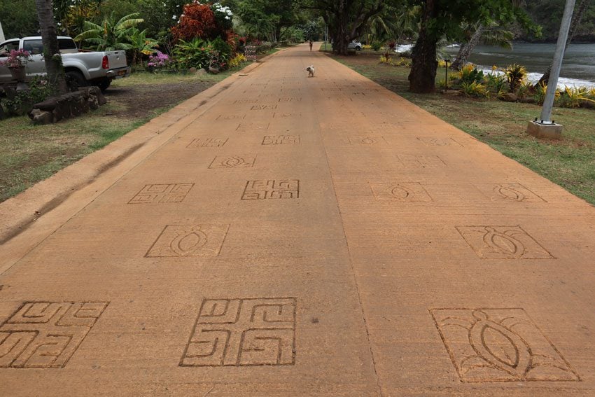 decorated road in Hatiheu - nuku hiva - marquesas islands - french polynesia