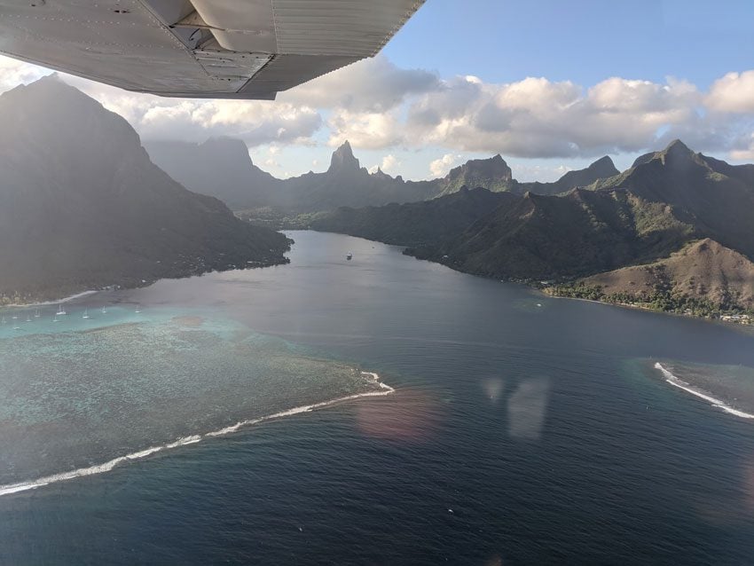 opunohu bay on scenic flight - moorea - french polynesia