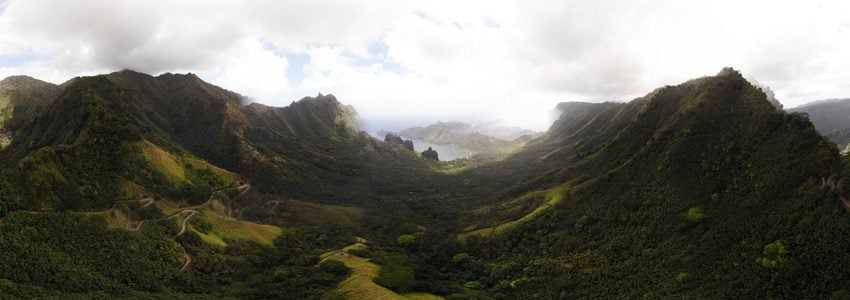 panoramic view of Hatiheu - nuku hiva - marquesas islands - french polynesia