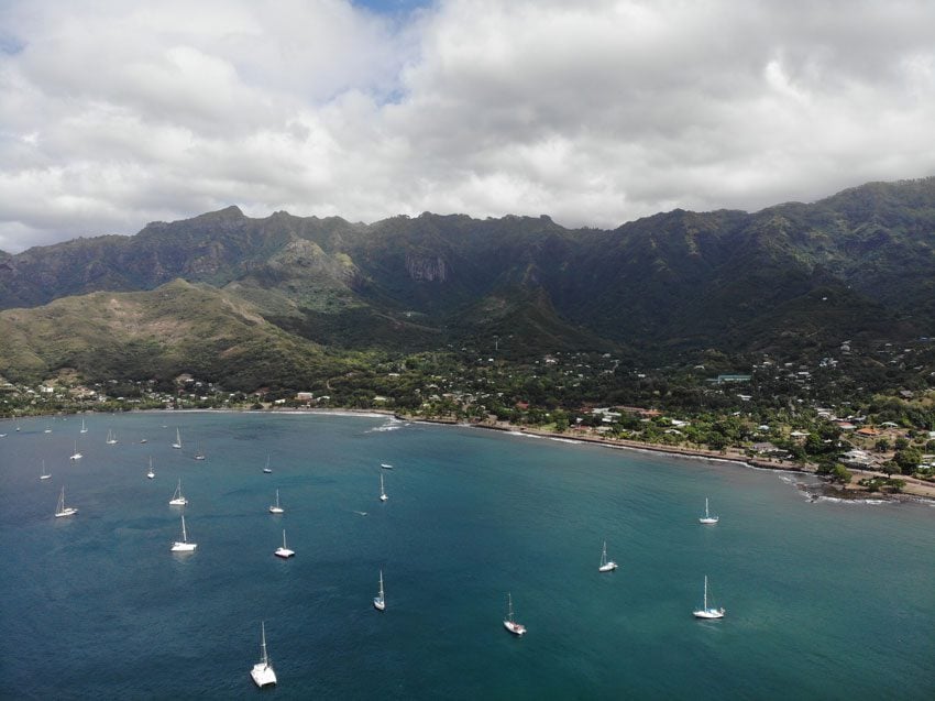 yachts in bay Taiohae - nuku hiva - marquesas islands - french polynesia