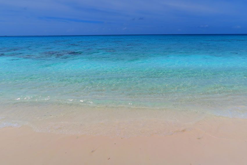 Sand and lagoon colors at PK9 Beach Fakarava French Polynesia