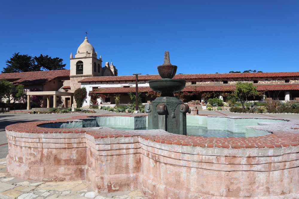 carmel mission exterior courtyard - pacific coast highway