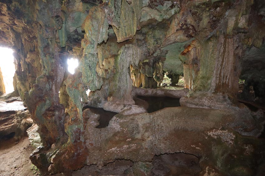 pools of water in monster cave Rurutu - Austral Islands - French Polynesia