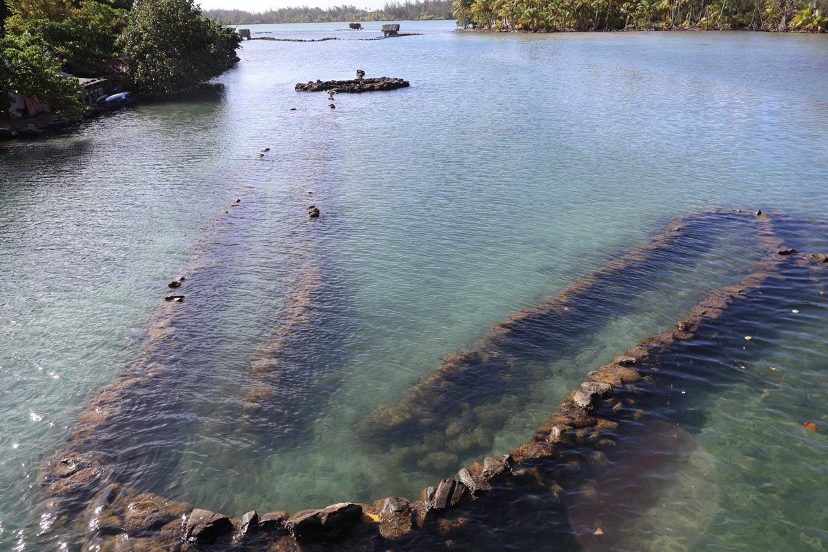 Ancient Polynesian V-Shaped Fish Traps - Huahine