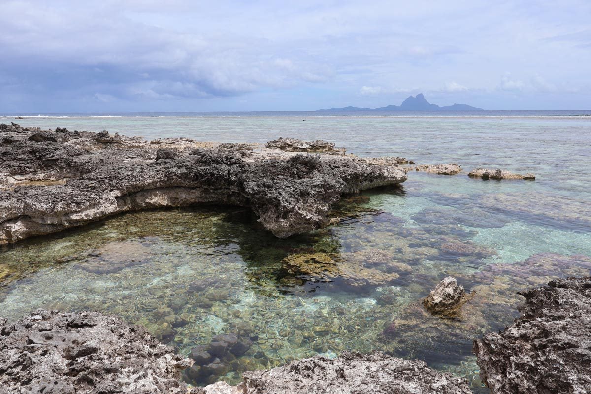 Bora Bora from the edge of Le Tahaa coral garden