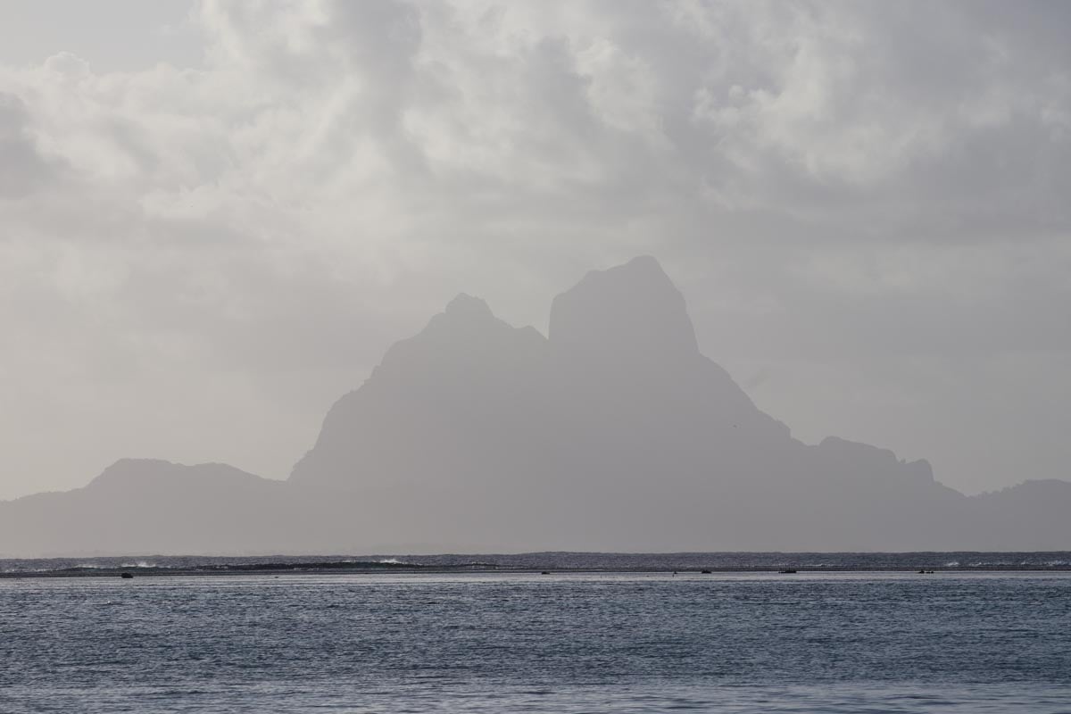 Bora Bora silhouette from Motu Tautau - Le Tahaa