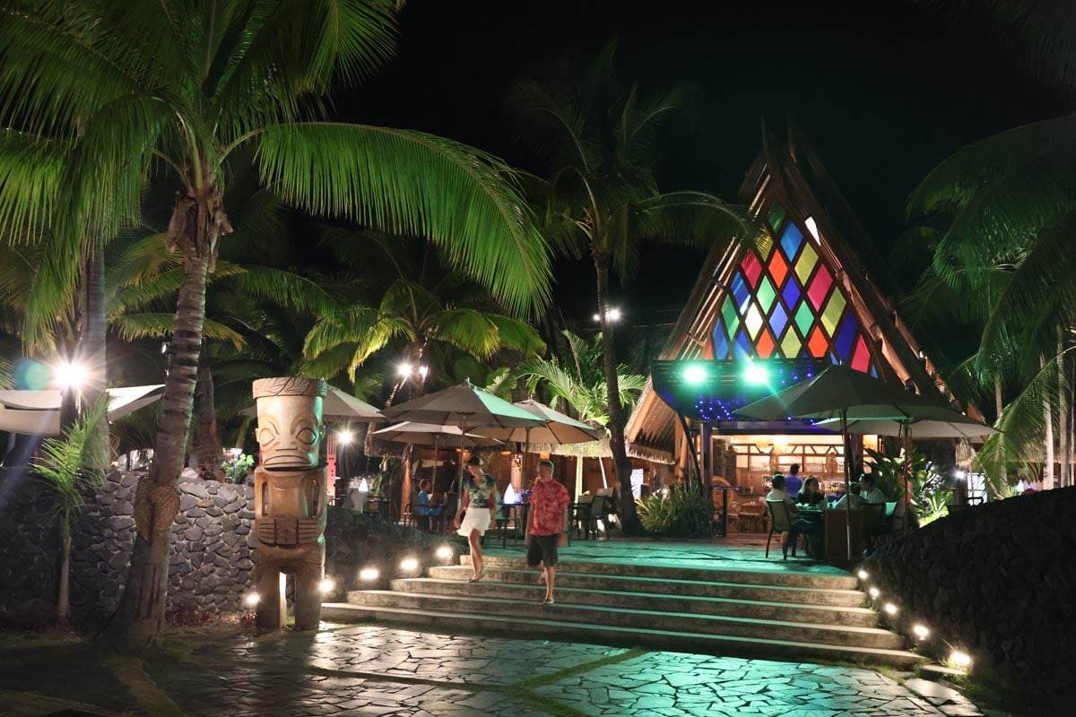 Papeete waterfront promenade at night - Tahiti