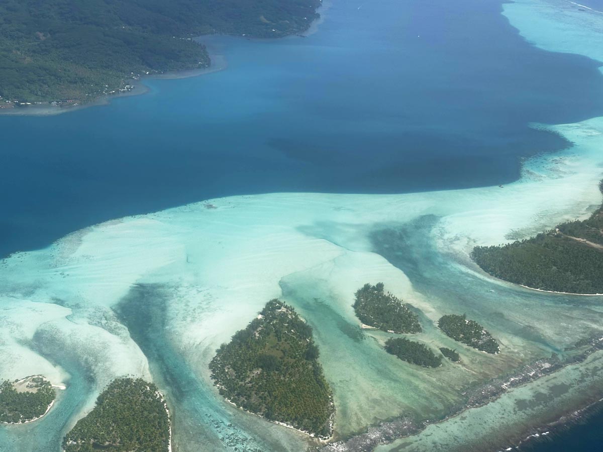 Raiatea's lagoon from the air