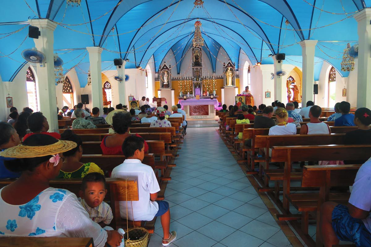 Sunday church service in Fakarava