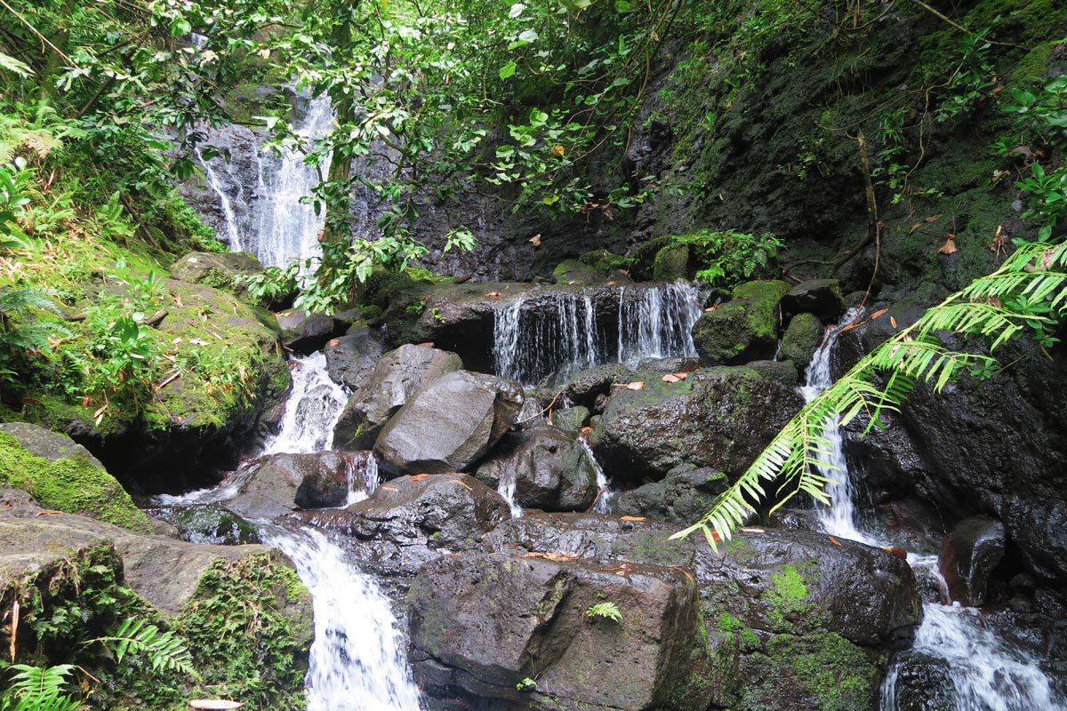Three Waterfalls Hike - Les Trois Cascades- Raiatea - first watrefall