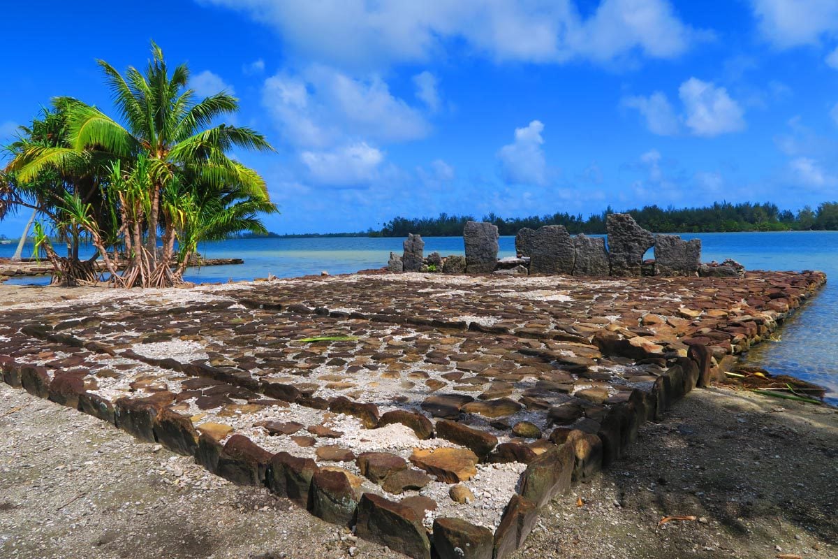 ancient marae in Huahine French Polynesia