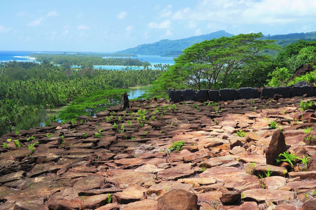 marae at the top of Matairea Hill Hike - Huahine