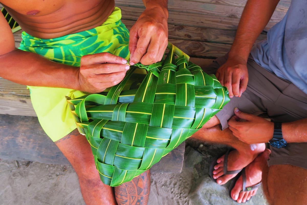 Tiki Village - Moorea - basket weaving