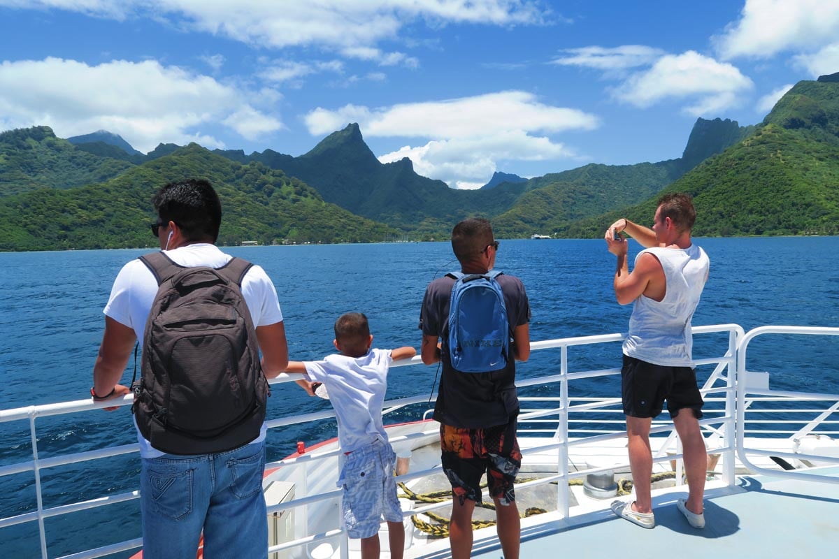 passengers on Ferry from Tahiti to Moorea