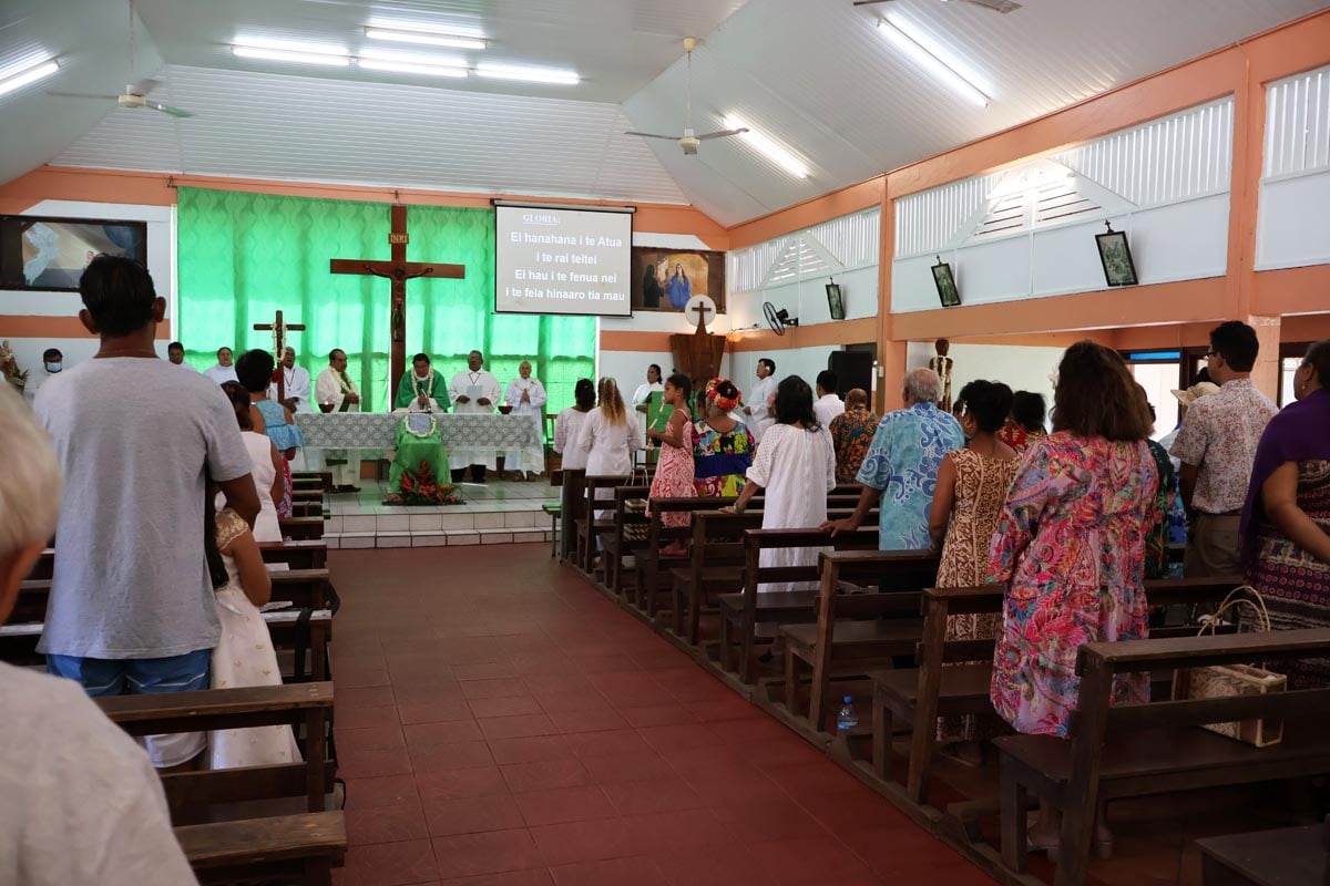 sunday church service at St. Joseph's Church - Moorea
