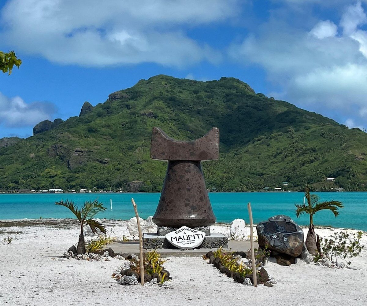 Penu Maupiti symbol at Maupiti airport in French Polynesia