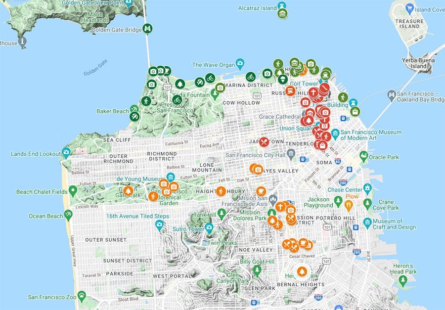 3 Days in San Francisco Itinerary Map