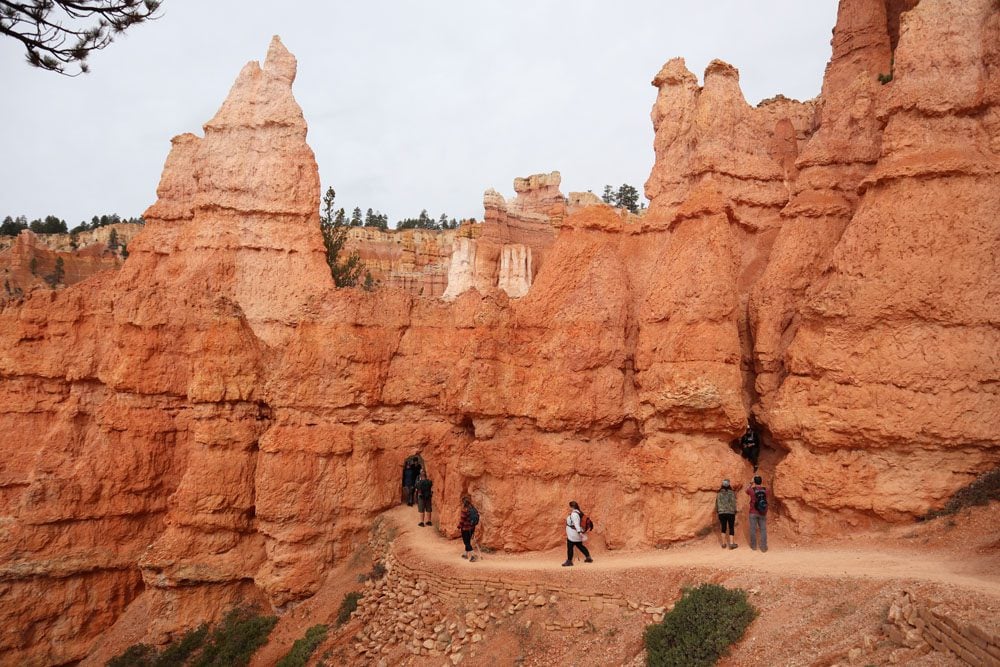 Passing through hoodoos on Queens Garden Trail - bryce canyon